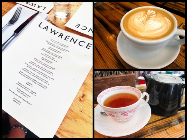 (Left) The menu; (Top right) Latte; (Bottom right) Early grey tea